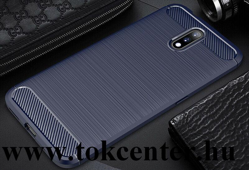 Nokia 2.3 Szilikon telefonvédő (közepesen ütésálló, légpárnás sarok, szálcsiszolt, karbon minta) KÉK