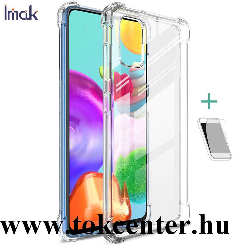 Samsung Galaxy A41 (SM-A415F) IMAK szilikon telefonvédő (közepesen ütésálló, légpárnás sarok + képernyővédő fólia) ÁTLÁTSZÓ