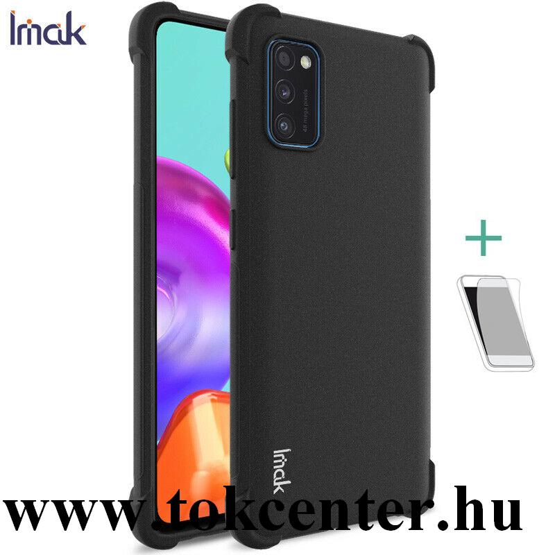 Samsung Galaxy A41 (SM-A415F) IMAK szilikon telefonvédő (közepesen ütésálló, légpárnás sarok, matt + képernyővédő fólia) FEKETE