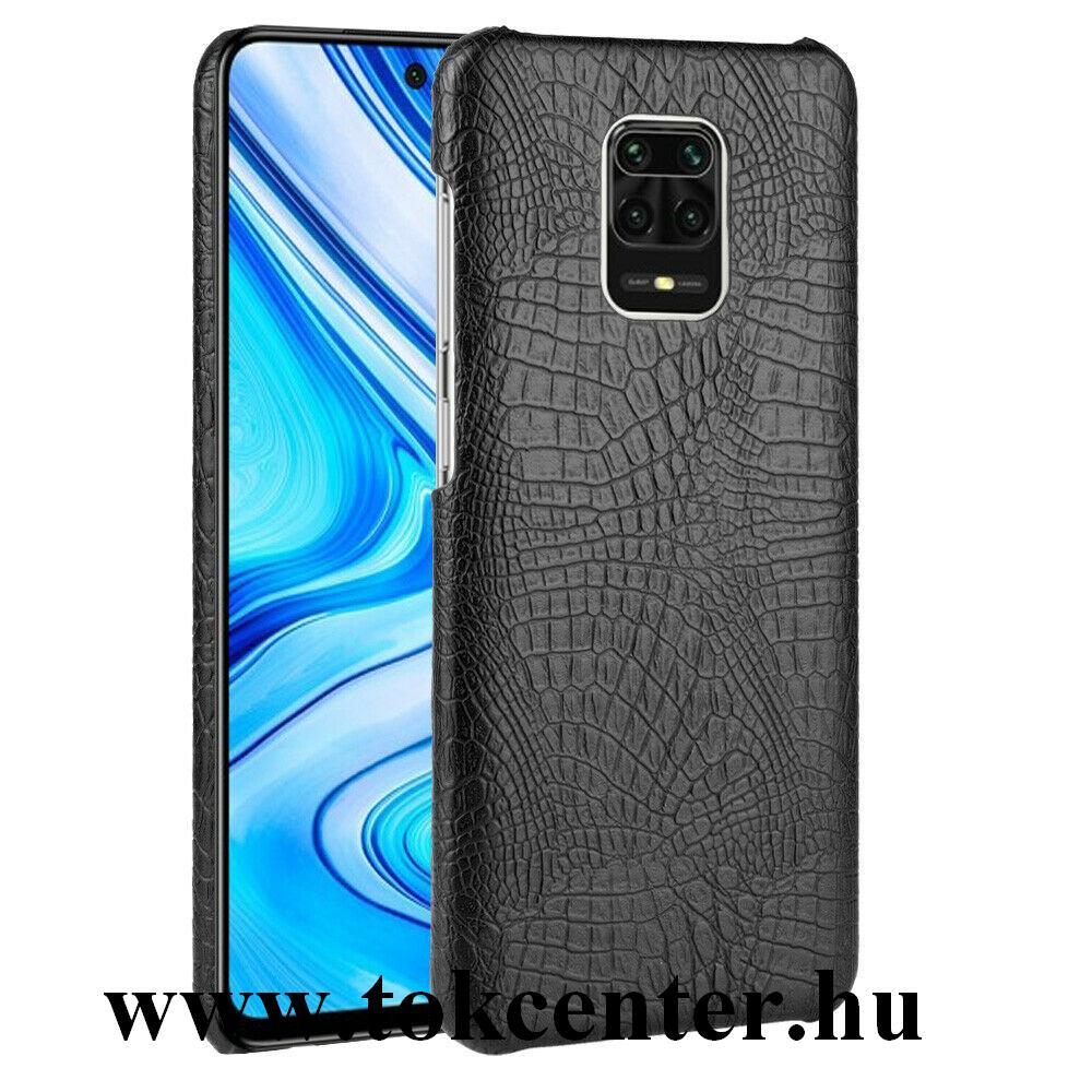 Xiaomi Redmi Note 9 Pro / Xiaomi Redmi Note 9S Műanyag telefonvédő (bőr hatású, krokodilbőr minta) FEKETE