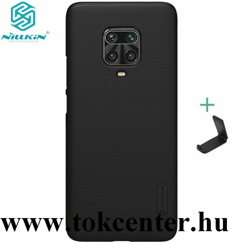 Xiaomi Redmi Note 9 Pro / Xiaomi Redmi Note 9S NILLKIN SUPER FROSTED műanyag telefonvédő (gumírozott, érdes felület + asztali tartó) FEKETE