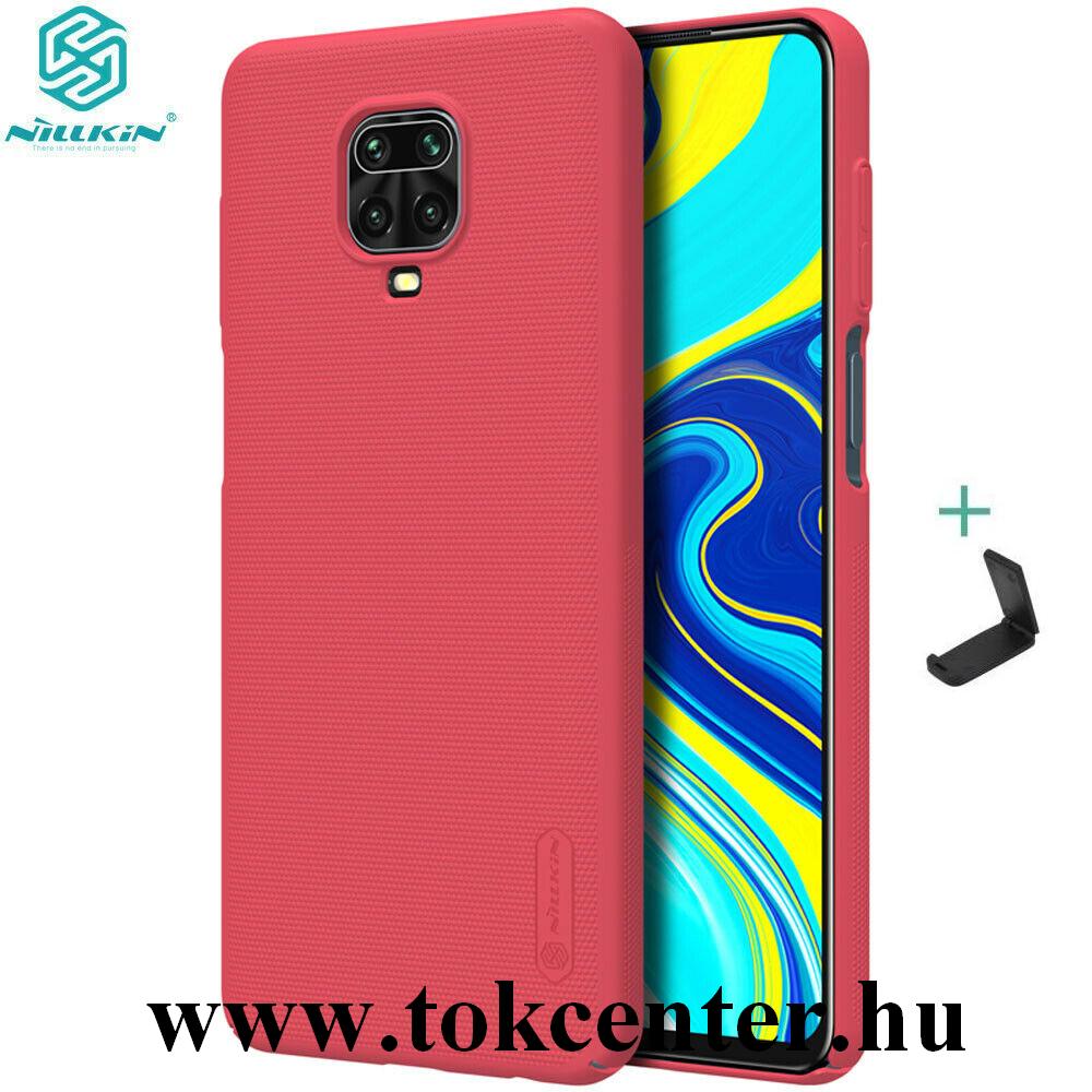 Xiaomi Redmi Note 9 Pro / Xiaomi Redmi Note 9S NILLKIN SUPER FROSTED műanyag telefonvédő (gumírozott, érdes felület + asztali tartó) PIROS