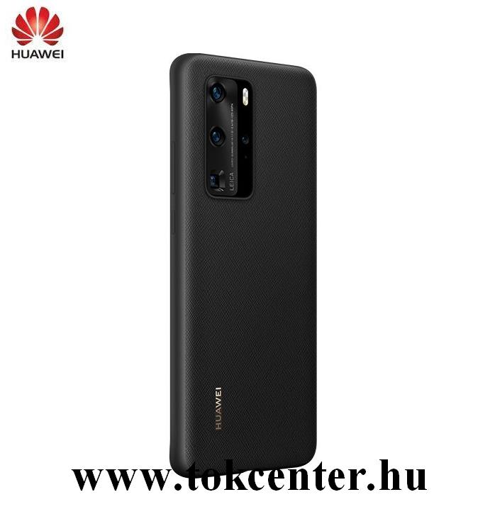 Huawei P40 Pro 5G Műanyag telefonvédő (bőr hatású hátlap) FEKETE (51993787)
