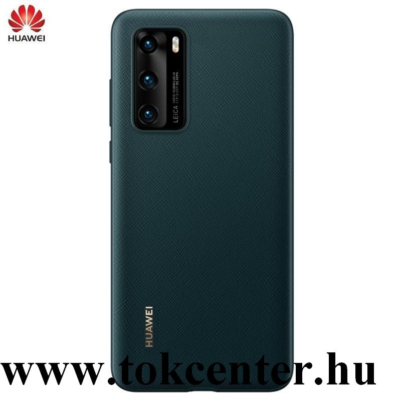 Huawei P40 Műanyag telefonvédő (bőr hatású hátlap) ZÖLD (51993711)