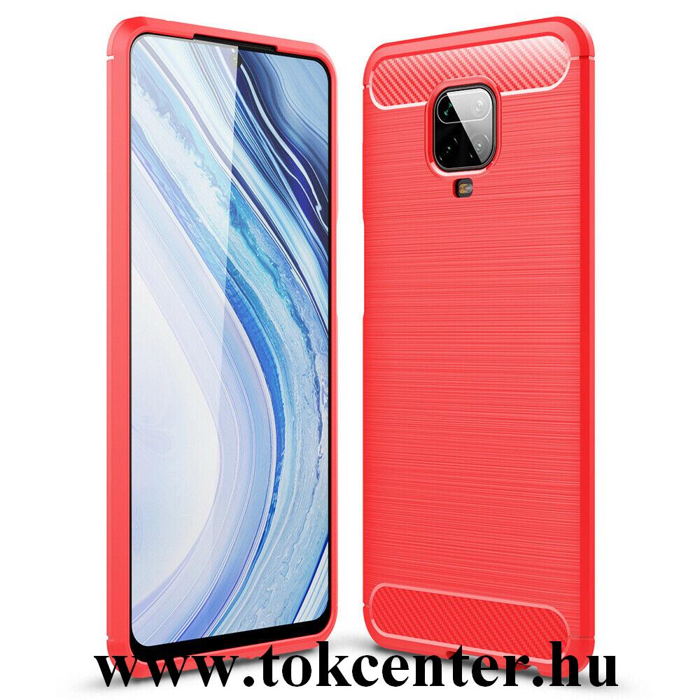 Xiaomi Redmi Note 9 Pro / Xiaomi Redmi Note 9S Szilikon telefonvédő (karbon minta) PIROS