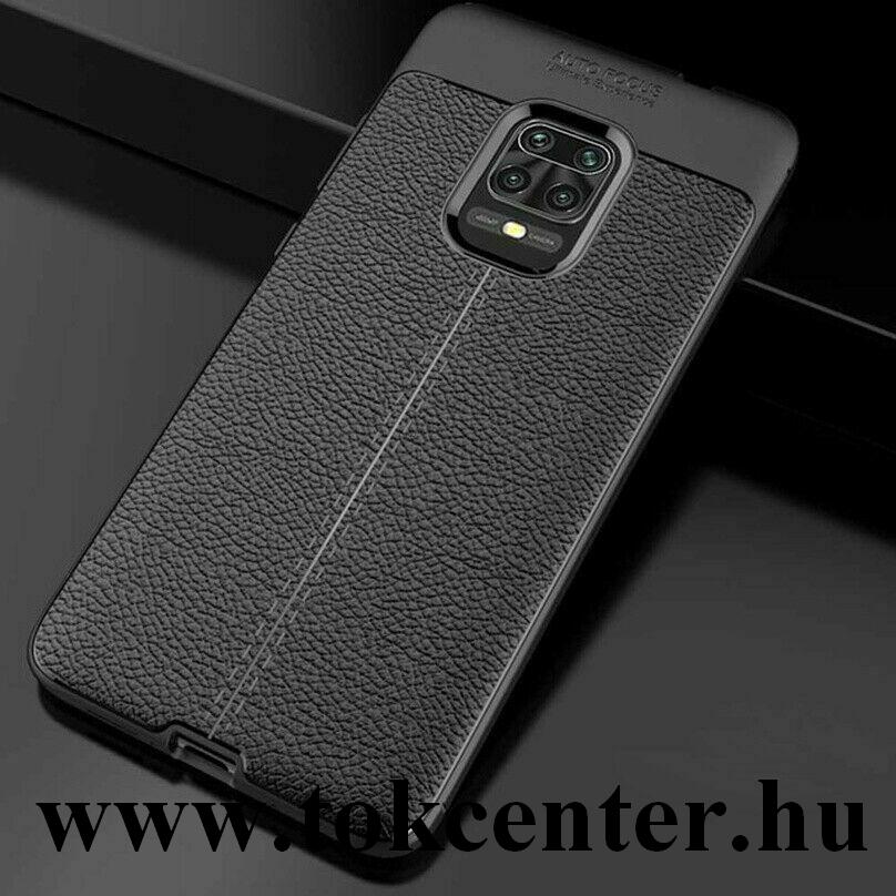 Xiaomi Redmi Note 9 Pro / Xiaomi Redmi Note 9S Szilikon telefonvédő (közepesen ütésálló, bőr hatású, varrás minta) FEKETE