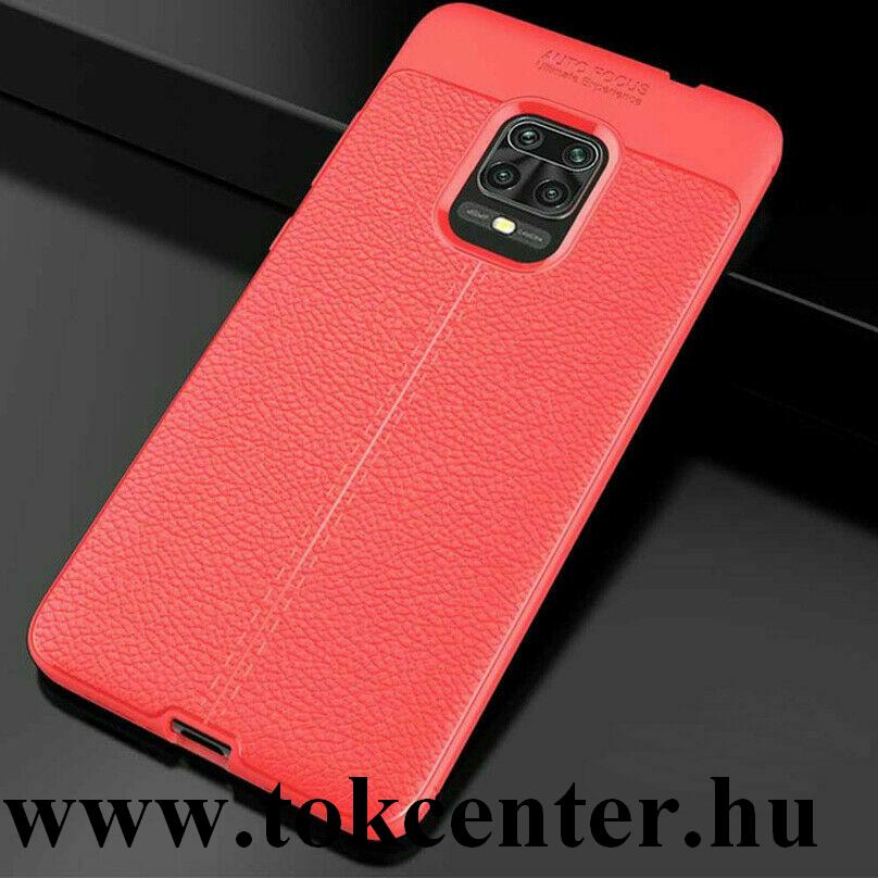 Xiaomi Redmi Note 9 Pro / Xiaomi Redmi Note 9S Szilikon telefonvédő (közepesen ütésálló, bőr hatású, varrás minta) PIROS