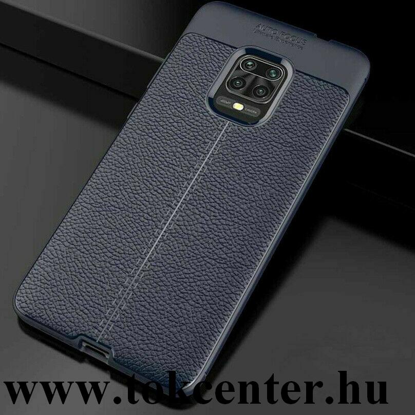 Xiaomi Redmi Note 9 Pro / Xiaomi Redmi Note 9S Szilikon telefonvédő (közepesen ütésálló, bőr hatású, varrás minta) SÖTÉTKÉK