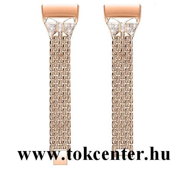 Fitbit Charge 3 Pótszíj (fém, dupla soros strasszkő) ARANY