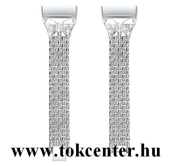 Fitbit Charge 3 Pótszíj (fém, dupla soros strasszkő) EZÜST