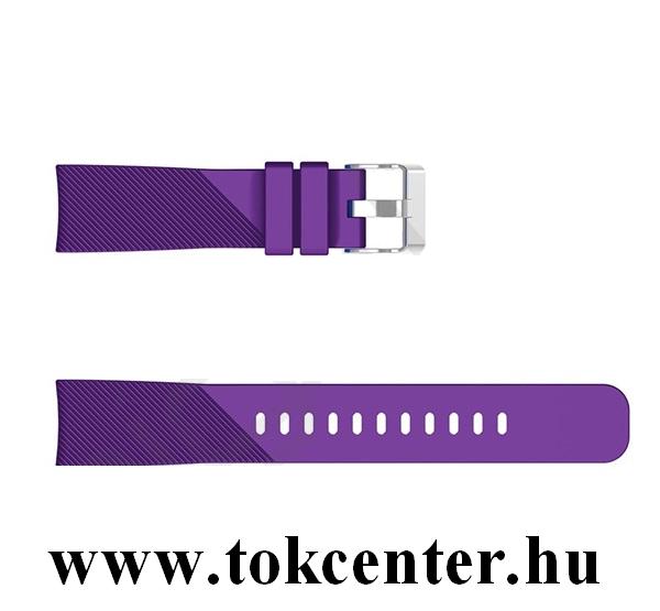Pótszíj (univerzális, 20 mm, szilikon, állítható, csíkos minta) LILA