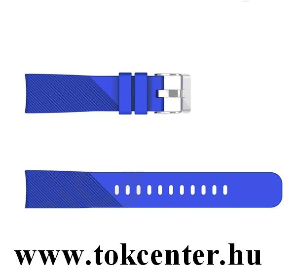 Pótszíj (univerzális, 20 mm, szilikon, állítható, csíkos minta) SÖTÉTKÉK