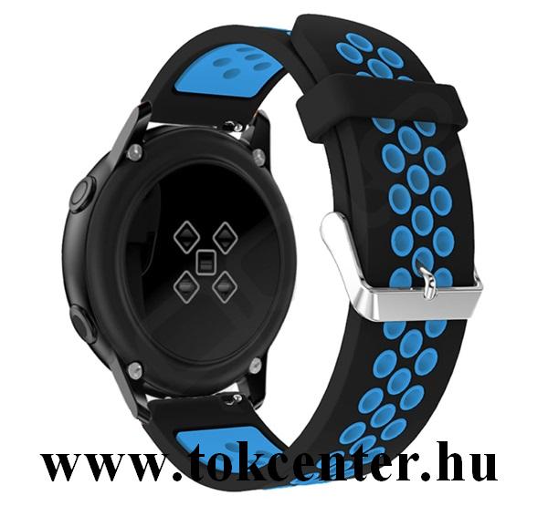 Pótszíj (univerzális, 20 mm, szilikon, lyukacsos, légáteresztő) FEKETE / KÉK
