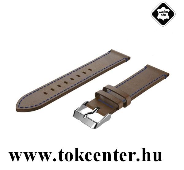Pótszíj (univerzális, 20 mm, valódi bőr, állítható, levart szél) VILÁGOSBARNA