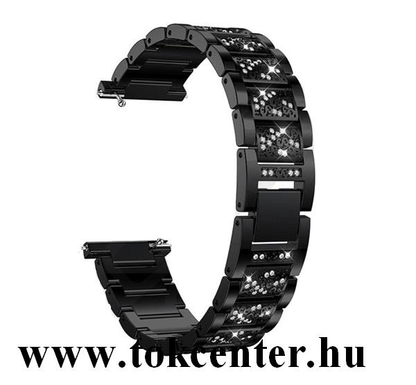 Pótszíj (univerzális, 22 mm, fém, strasszkő) FEKETE