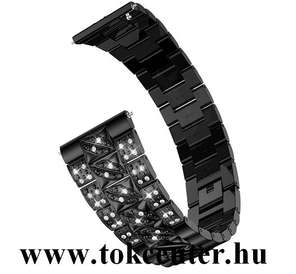 Pótszíj (univerzális, 22 mm, fém, strasszkő) FEKETE