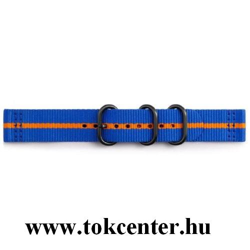 Pótszíj (univerzális, 22 mm, prémium textil, állítható, csíkos minta) KÉK / NARANCS (GP-R600BREECAJ)