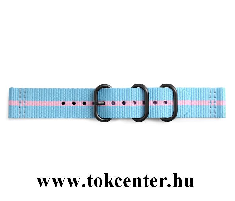 Pótszíj (univerzális, 22 mm, prémium textil, állítható, csíkos minta) KÉK / RÓZSASZÍN (GP-R600BREECAF)