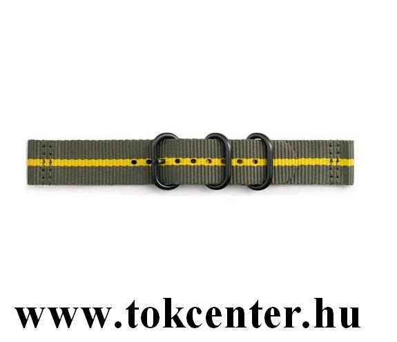 Pótszíj (univerzális, 22 mm, prémium textil, állítható, csíkos minta) SZÜRKE / SÁRGA (GP-R600BREECAH)