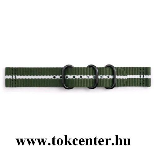 Pótszíj (univerzális, 22 mm, prémium textil, állítható, csíkos minta) ZÖLD / FEHÉR (GP-R600BREECAD)