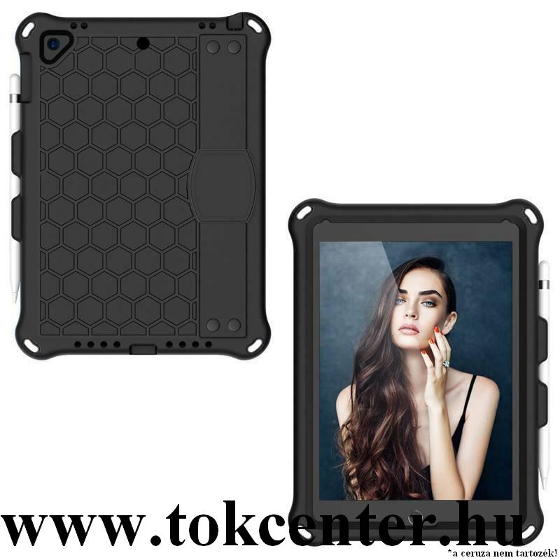 Apple IPAD mini / 2 / 3 / 4 / 5 Defender szilikon telefonvédő (kézpánt, közepesen ütésálló, kitámasztó, méhsejt minta) FEKETE