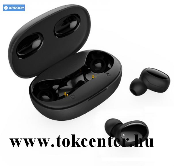JOYROOM BLUETOOTH fülhallgató SZTEREO (v5.0, TWS, mikrofon, extra mini, zenehallgatáshoz ajánlott + töltőtok) FEKETE (JR-T08_B)