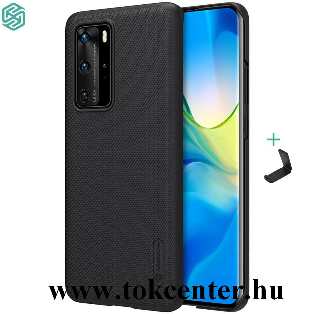 Huawei P40 Pro 5G NILLKIN SUPER FROSTED műanyag telefonvédő (gumírozott, érdes felület + asztali tartó) FEKETE
