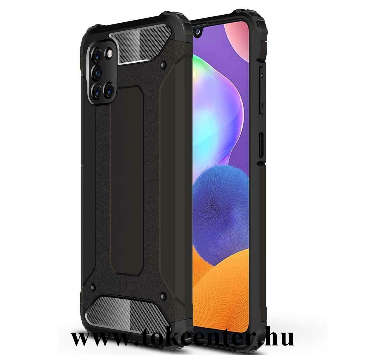 Samsung Galaxy A31 (SM-A315F) Defender műanyag telefonvédő (közepesen ütésálló, légpárnás sarok, szilikon belső, fémhatás) FEKETE
