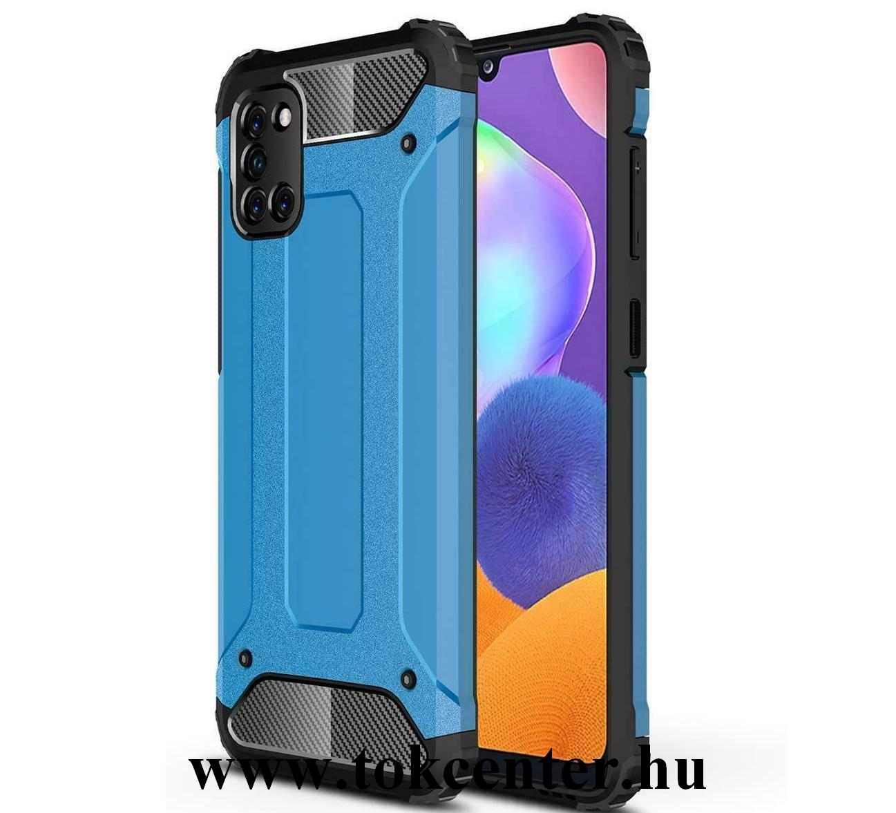 Samsung Galaxy A31 (SM-A315F) Defender műanyag telefonvédő (közepesen ütésálló, légpárnás sarok, szilikon belső, fémhatás) VILÁGOSKÉK