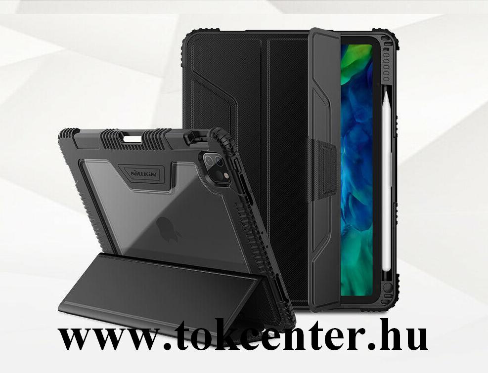 Apple IPAD Pro 12.9 (2018) / Apple IPAD Pro 12.9 (2020) NILLKIN BUMPER műanyag telefonvédő (aktív flip, szilikon keret, közepesen ütésálló, asztali tartó funkció) FEKETE