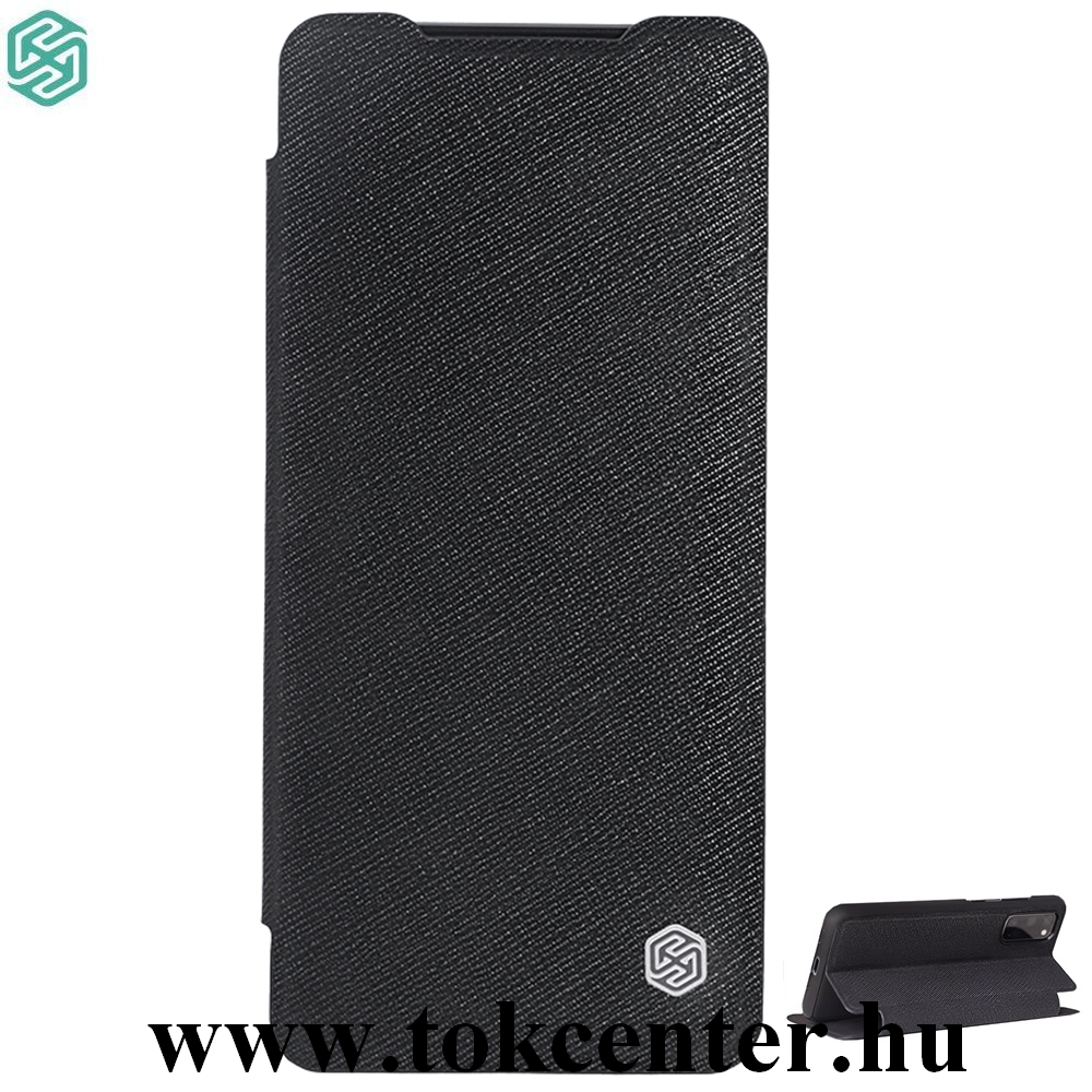Samsung Galaxy S20 (SM-G980F) / Galaxy S20 5G (SM-G981U) NILLKIN MING tok álló, bőr hatású (FLIP, oldalra nyíló, asztali tartó funkció, bankkártya tartó, textil minta) FEKETE