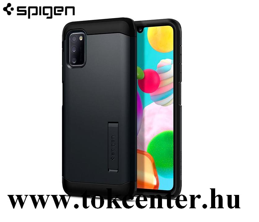 Samsung Galaxy A41 (SM-A415F) SPIGEN TOUGH ARMOR szilikon telefonvédő (közepesen ütésálló, műanyag hátlap, légpárnás sarok, kitámasztó) FEKETE (ACS00877)
