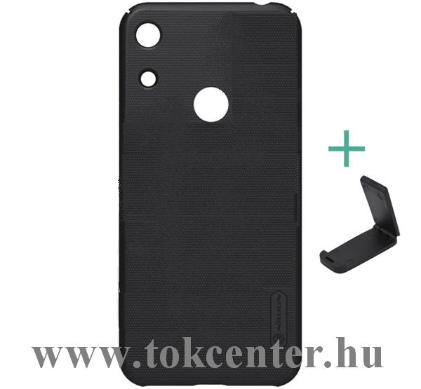 Huawei Y6s (2019) NILLKIN SUPER FROSTED műanyag telefonvédő (gumírozott, érdes felület + asztali tartó) FEKETE