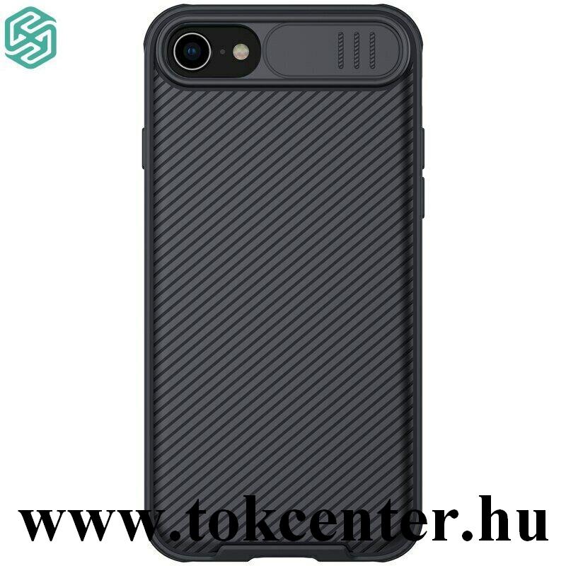 Apple iPhone 7 4.7 / Apple iPhone 8 4.7 / Apple iPhone SE (2020) NILLKIN CAMSHIELD szilikon telefonvédő (közepesen ütésálló, műanyag hátlap, csúsztatható kamera védelem, csíkos) FEKETE