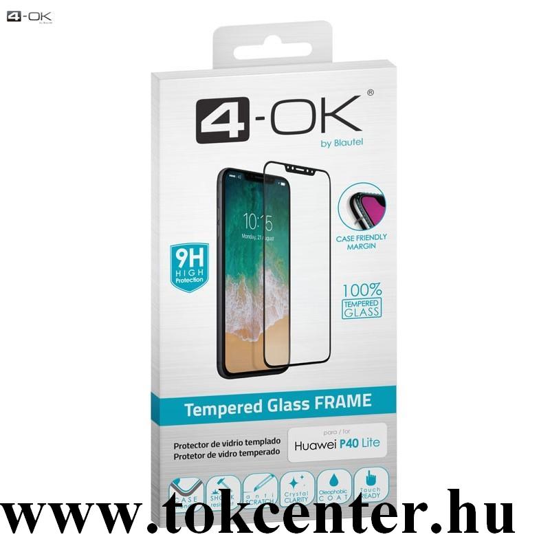 Huawei P40 Lite 4G / Nova 6 SE 4-OK képernyővédő üveg (3D full glue, íves, teljes felületén tapad, tok barát, karcálló, 9H) FEKETE