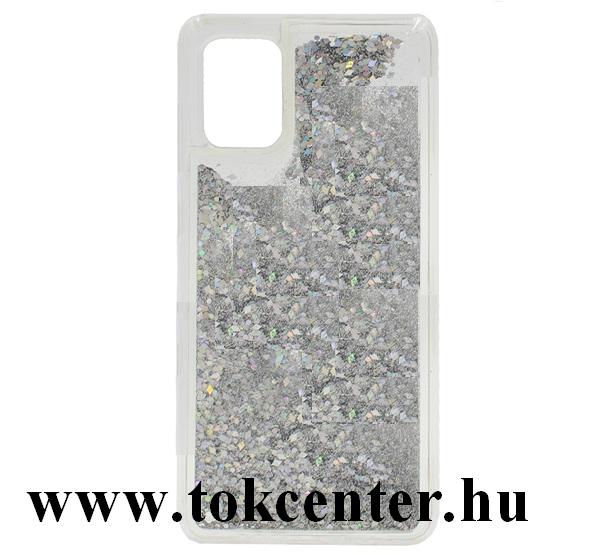 Samsung Galaxy A71 (SM-A715F) Szilikon telefonvédő (csillogó gyöngy, folyadék hátlap) EZÜST