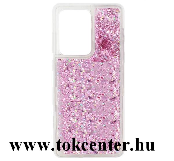 Samsung Galaxy S20 Ultra (SM-G988F) / Samsung Galaxy S20 Ultra 5G (SM-G988B) Szilikon telefonvédő (csillogó gyöngy, folyadék hátlap) LILA