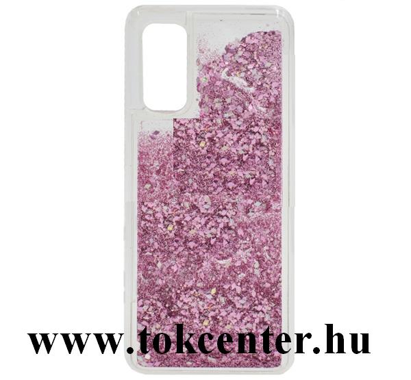 Samsung Galaxy A71 (SM-A715F) Szilikon telefonvédő (csillogó gyöngy, folyadék hátlap) LILA