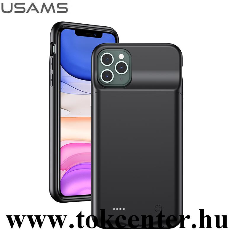 Apple iPhone 11 Pro USAMS műanyag telefonvédő (akkufedél, beépített 3500 mAh LI-Ion akku) FEKETE