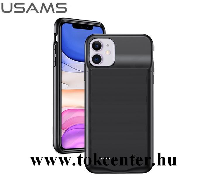 Apple iPhone 11 USAMS műanyag telefonvédő (akkufedél, beépített 4500 mAh LI-Ion akku) FEKETE