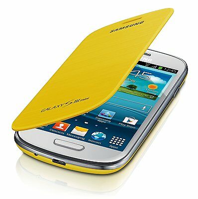 Samsung Galaxy S III. mini (GT-I8190) Műanyag telefonvédő (FLIP, oldalra nyíló) CITROMSÁRGA (EF-1M7FYEGSTD)