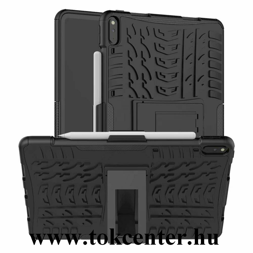 Huawei MatePad Pro LTE (MRX-AL19) / Huawei MatePad Pro WIFI (MRX-W19) Defender műanyag telefonvédő (közepesen ütésálló, szilikon belső, kitámasztó, autógumi minta) FEKETE