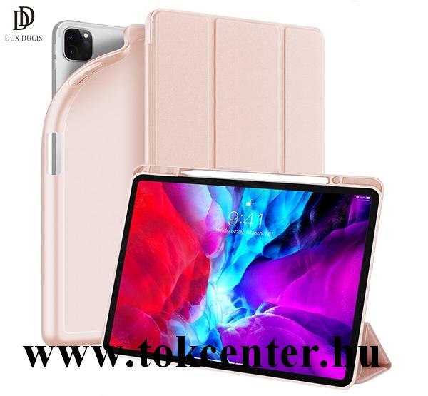 Apple IPAD Pro 12.9 (2018) / Apple IPAD Pro 12.9 (2020) DUX DUCIS OSOM tok álló, bőr (aktív flip, oldalra nyíló, TRIFOLD, bankkártya tartó, asztali tartó funkció) RÓZSASZÍN