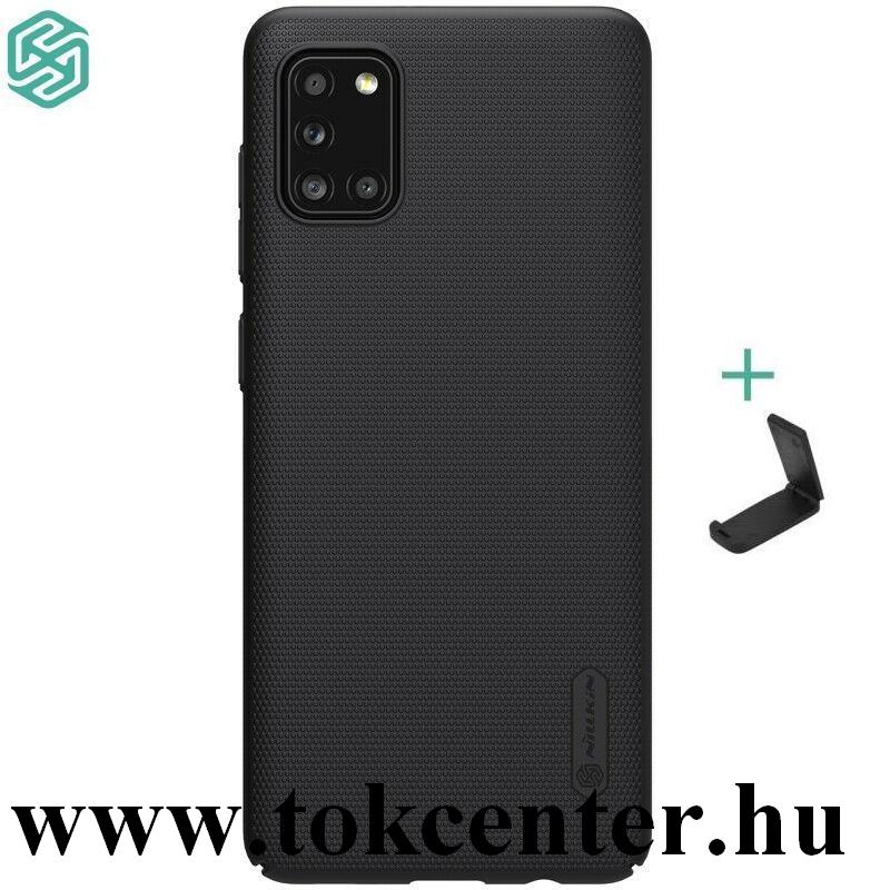 Samsung Galaxy A31 (SM-A315F) NILLKIN SUPER FROSTED műanyag telefonvédő (gumírozott, érdes felület + asztali tartó) FEKETE