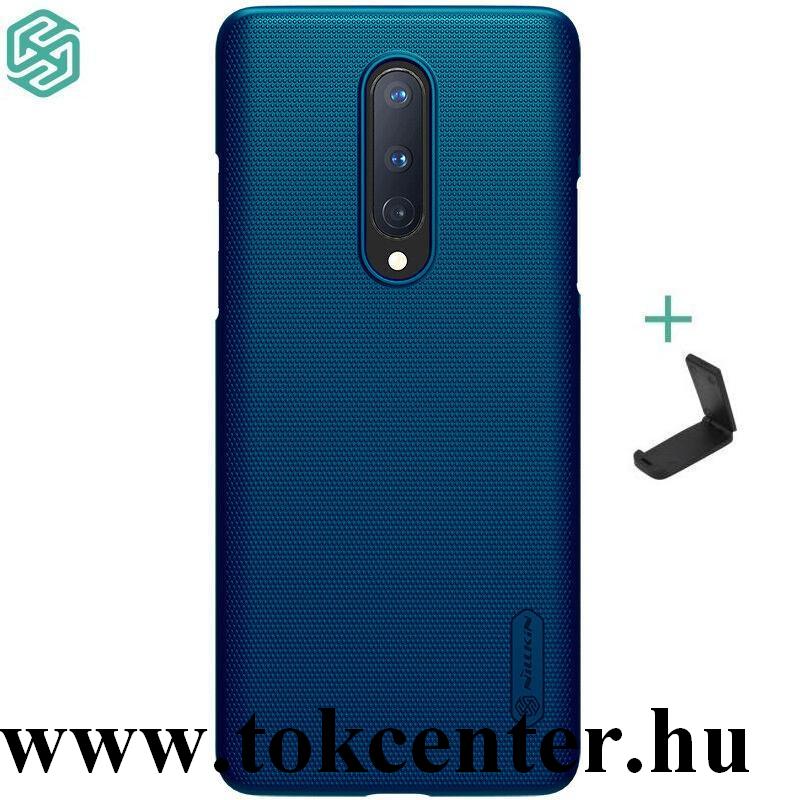 OnePlus 8 5G NILLKIN SUPER FROSTED műanyag telefonvédő (gumírozott, érdes felület + asztali tartó) KÉK