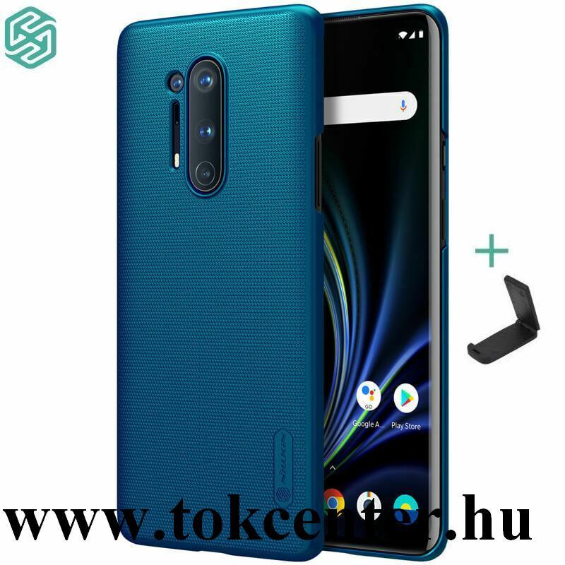 OnePlus 8 Pro 5G NILLKIN SUPER FROSTED műanyag telefonvédő (gumírozott, érdes felület + asztali tartó) KÉK