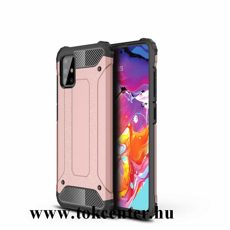 Samsung Galaxy A71 (SM-A715F) Defender műanyag telefonvédő (közepesen ütésálló, légpárnás sarok, szilikon belső, fémhatás) ROZÉARANY