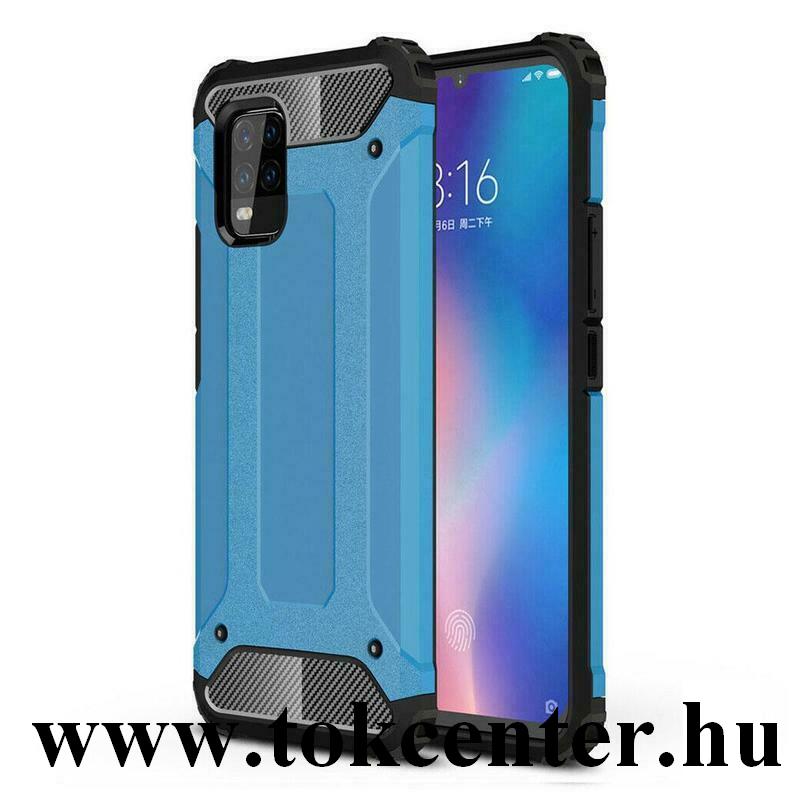 Xiaomi Mi 10 Lite 5G Defender műanyag telefonvédő (közepesen ütésálló, légpárnás sarok, szilikon belső, fémhatás) VILÁGOSKÉK