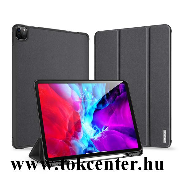 Apple IPAD Pro 11 (2018) / Apple IPAD Pro 11 (2020) DUX DUCIS DOMO tok álló, bőr hatású (aktív flip, oldalra nyíló, TRIFOLD asztali tartó funkció, textil minta) FEKETE