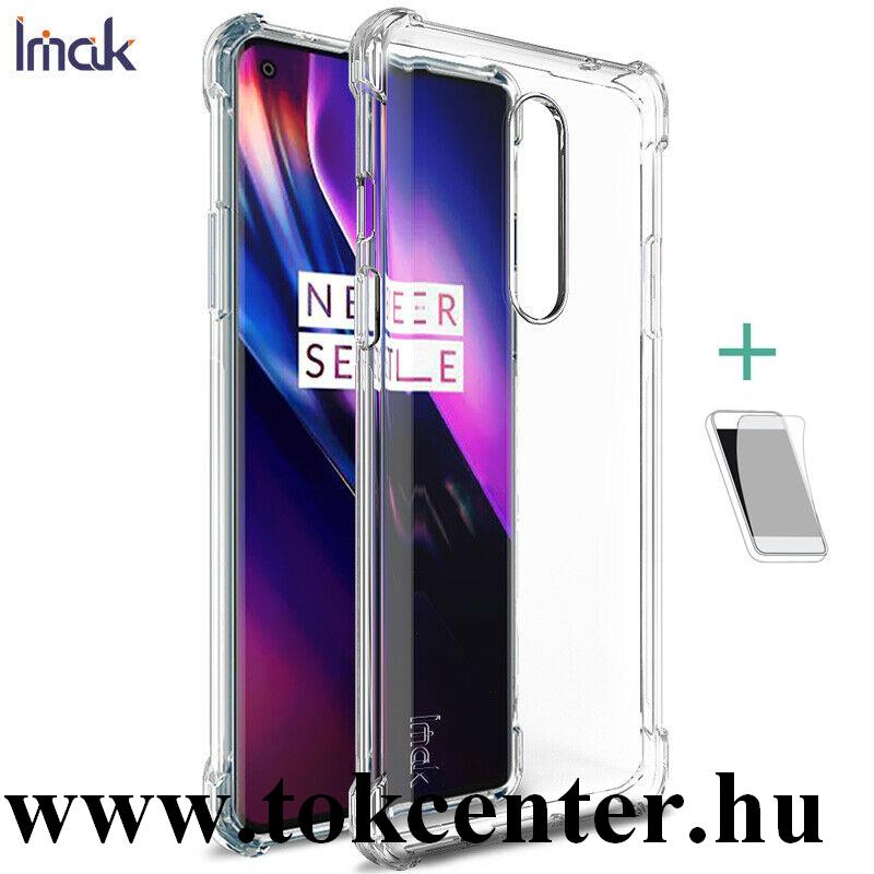 OnePlus 8 5G IMAK szilikon telefonvédő (közepesen ütésálló, légpárnás sarok + képernyővédő fólia) ÁTLÁTSZÓ